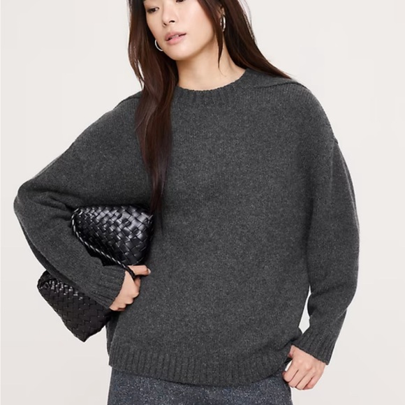 Banana Republic Sweaters - Banana Republic Charcoal Gray Cotton and Merino Wool Oversized Sweater